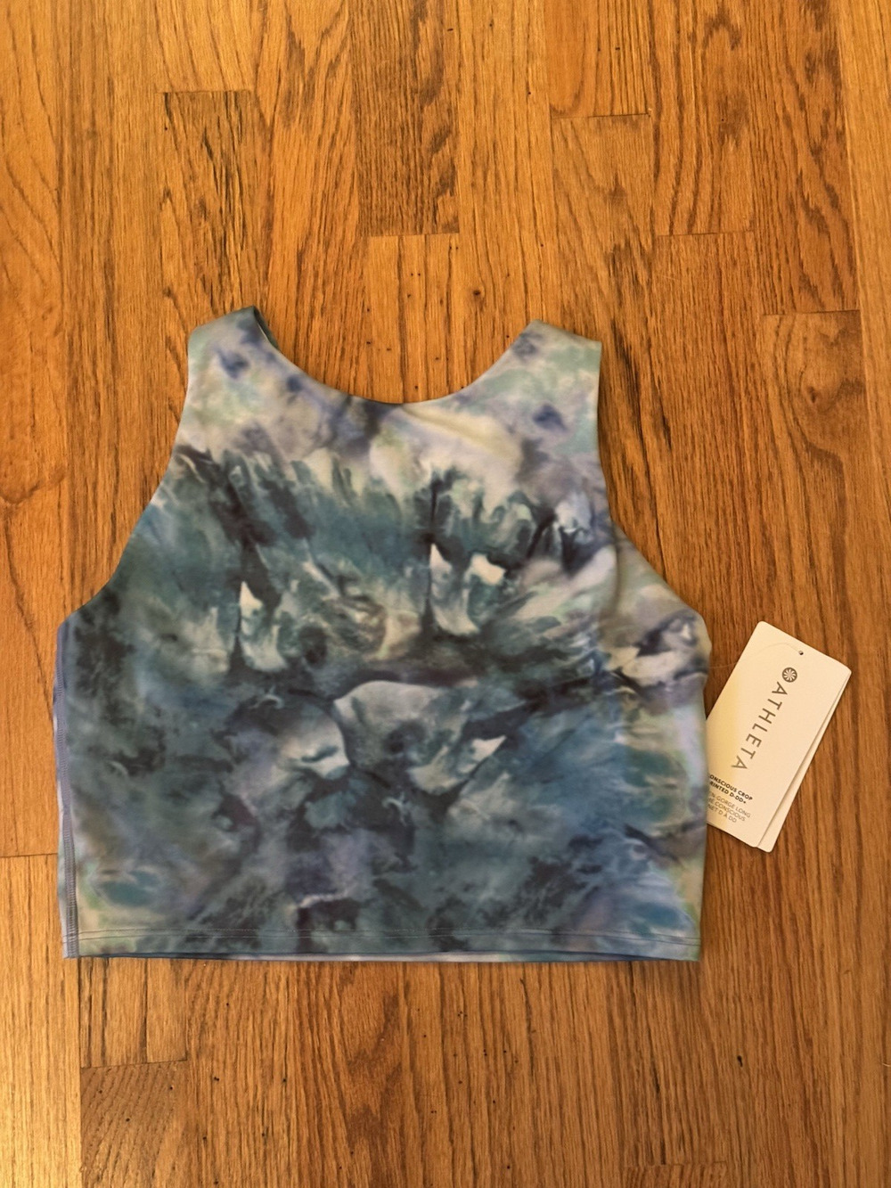 NEW Athleta Conscious Crop Printed D-DD+ Sports Bra Womens Small Blue Tie Dye